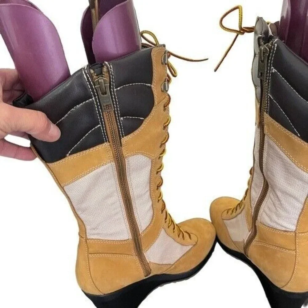 Timberland Spring Point Lace Up 14” Wedge Boots Wheat/BLE 23617 US Women’s 9.5 M - Picture 6 of 9